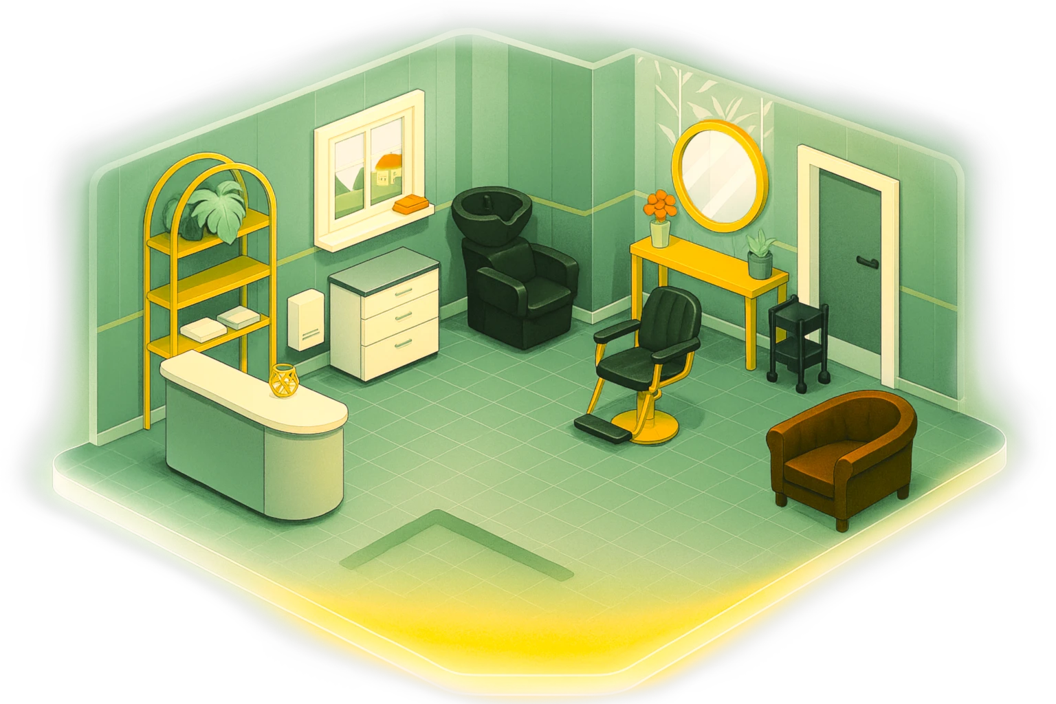 Isometrische Ansicht des Salons